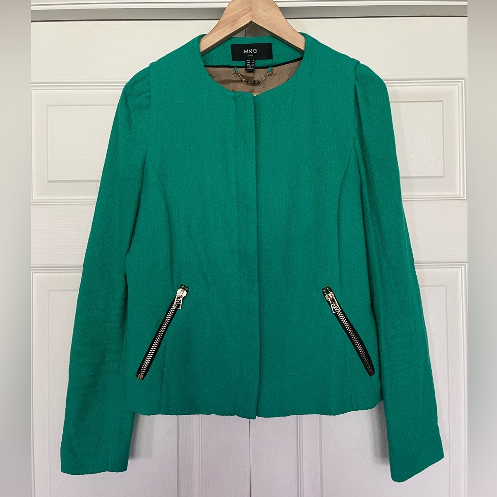 {MNG by Mango} Blazer Jacket in Green - Womens XS